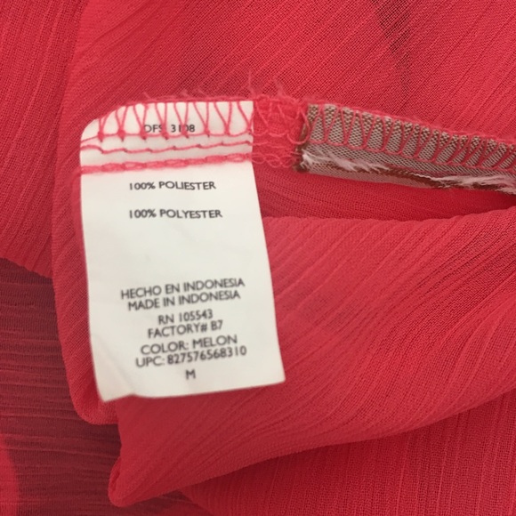 🌹3/$25🌹Daisy Fuentes Coral Chiffon Top with Cami - Picture 8 of 8